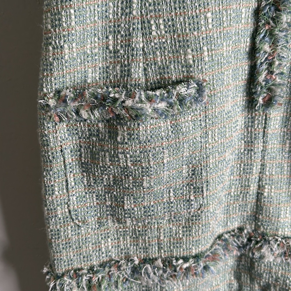 Laizo sage green mini tweed dress size medium - Picture 8 of 11